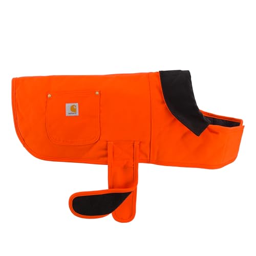 Carhartt Firm Duck Insulated Dog Chore Coat, Durable Weather Resistant Coat for Cold and Windy Conditions, Contains PFAS (Hunter Orange), Small - color: Contains PFAS (Hunter Orange), size: Small