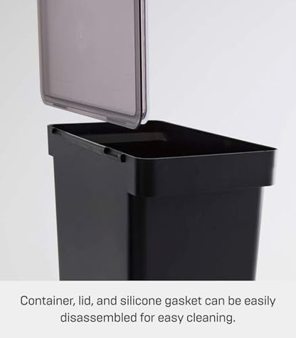 YAMAZAKI Home Tower Airtight Pet Food Storage Container - Cat And Dog Food Holder Bin With Transparent Lid And Handle - Extra Large - Polypropylene - 6.6 Gallons, 25 Liters - color: Black, size: Extra Large