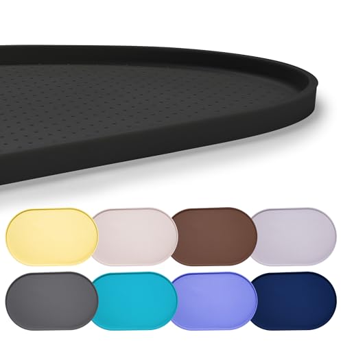 Hubulk 100% Waterproof Silicone Pet Feeding Mat with Raised Edge for Food and Water, Dog Bowl Mats, Cat Bowls Placemat with High Lip Protects Floor for Cats and Dogs (Black, 19" L x 12" W) - color: Black, size: 19"L x 12"W