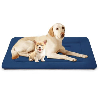 Dog Bed Soft Dog Crate Bed Pad Mat, 48 in Non Slip Bottom Washable Beds for Extra Large Dogs, Pet Bed Mattress Kennel Pad, Dark Blue - color: Dark Blue, size: 48.0"L x 30.0"W x 1.2"Th