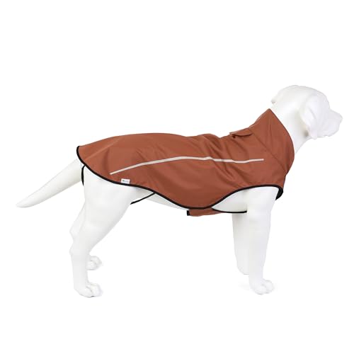 Mile High Life Dog Raincoat, Adjustable Waterproof Reflective Rain Jacket for Small Medium Large Dogs, Lightweight Breathable Pet Rain Coat with Leash Hole(Brown,XS Chest 17-23") - color: Brown, size: XS Chest 17"-23"