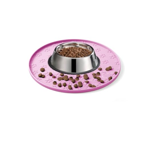 Dog Food Mat - Waterproof Dog Bowl Mat for Food and Water, Pet Food Placements with Edges, Nonslip Cat Feeding Mat for Protecting Floors (1Pack Pink) - color: 1Pack Pink