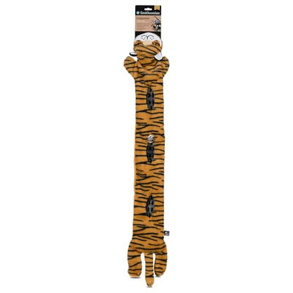Smithsonian Longamals Tiger Plush Dog Toy – 40" Crinkle & Squeaky, Stuffing-Free Interactive Tug Toy for Medium & Large Dogs - color: Tiger, size: 40"