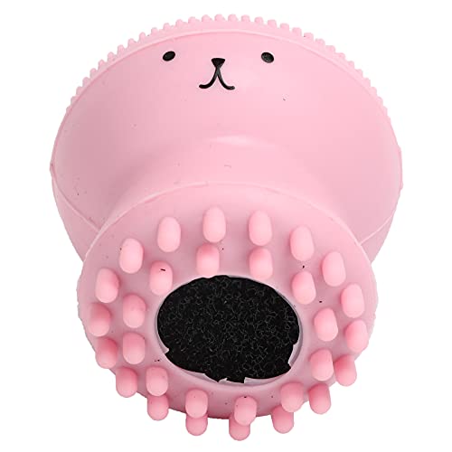 Ymiko Dog Bath Brush, Cat Massager Shower Scrubber with Shampoo Dispenser Cat Rubber Soft Foaming Bath Brush Dog Scrubber For Bath For Shedding, Bathing, Massaging, Grooming, 2.0x2.1in (Pink【bubble