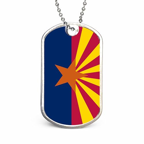 US States Flags Dog Tag Necklace, Custom Military ID Tags, Personalized Laser Engraved or Embossed Stainless Steel - style: Arizona Flag