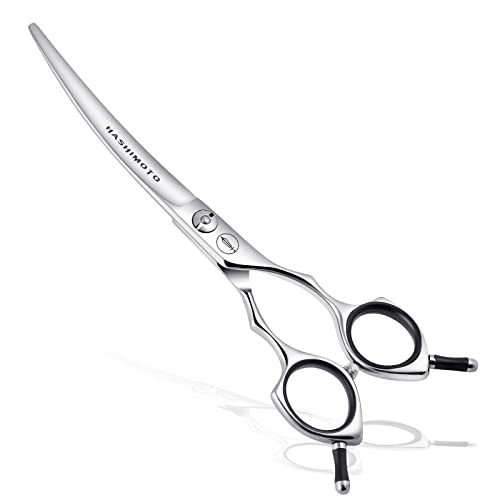 HASHIMOTO Dog Grooming Scissors, Curved Scissors for Dog Grooming, 6.5 inch, 30 Degree of Curved Blade,Light Weight, Pet Shears for Trimming Face and Paws. | Sharp, lightweight, 440C Stainless Steel, 30 Degree of Curved Blade - size: 6.5", style: Curved