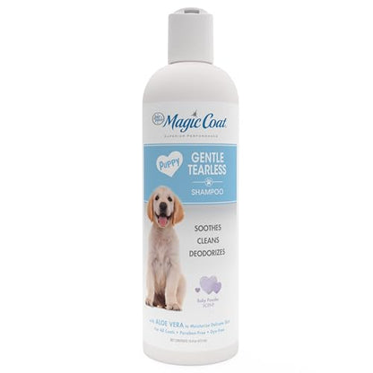 Four Paws Magic Coat Gentle Tearless Soothing Aloe Vera Puppy Shampoo, Gentle Deodorizing Shampoo for Puppies, Baby Powder Scent, 16 Ounce - size: 16 Ounces (1 Count), style: Tear-Free Puppy Shampoo