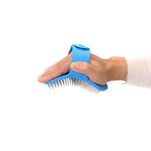 Emours Dog Grooming Brush, Pet Shampoo Bath Brush Soothing Massage Rubber Comb with Adjustable Ring Handle for Long Short Haired Dogs and Cats - color: Blue