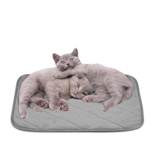 NWK Fluffy Self Warming Cat Mat, Cat Blanket, Thermal Dog Mat, Washable, Non-Slip Bottom for Sofa & Crate & Kennel & Car Seat (Misty Gray, Medium (28'' X 19'' X 0.4'')) - color: Misty Gray, size: Medium (28'' X 19'' X 0.4'')