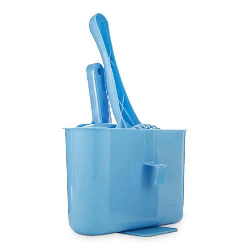 Fresh Step 4-in-1 Deluxe Litter Cleanup Kit Scoop Broom Dust Pan Hanging Caddy Blue Standard Litter Boxes Compatible - size: One Size, style: Deluxe Cleanup Kit