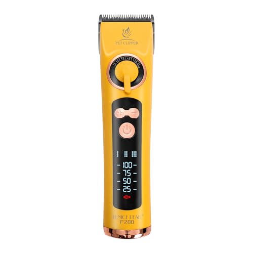 Professional Dog Grooming Clippers with 12H Runtime & Replaceable 440C Blade, 3-Speed Low Noise Electric Dog Shaver for Thick, Matted, Curly Hair, Cordless Clipper for Groomer & Home Use, Yellow - color: Yellow