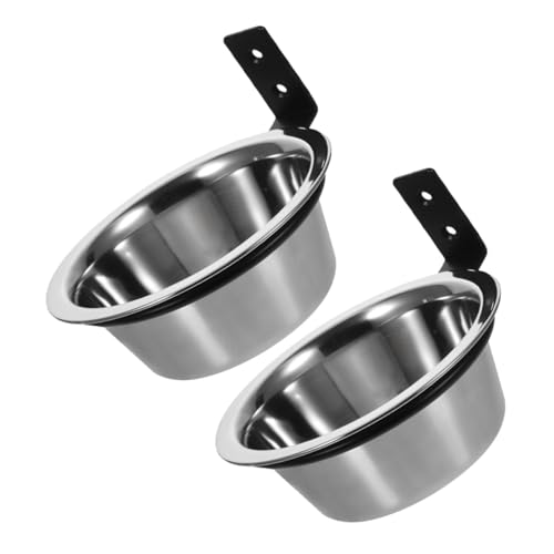2pcs Wall Mounted Dog Bowls Elevated Raised Stainless Steel Feeding and Water Bowls 6 Inch for Small Dogs Pet Wall Fixed Feeder Station