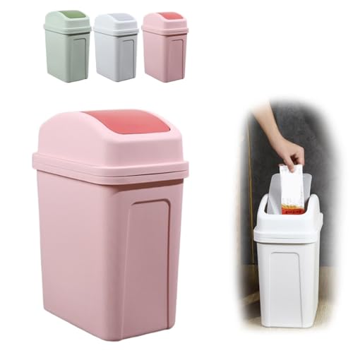 Bathroom Trash Can with Lid ,5.5 Gallons, Plastic Garbage Can with Lid, Waste Basket,trash Bin,garbage Bin ,dog Proof Trash Can for Office, Bathroom, Kitchen, Living Room, Bedroom, Outdoor, Dorm - color: Pink