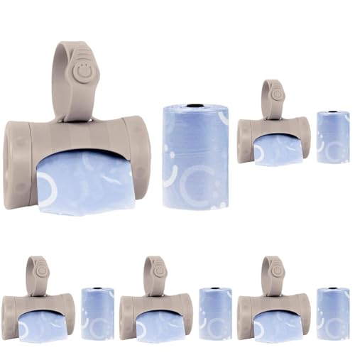 Ubbi Retractable On-the-Go Bag Dispenser for Baby Travel, Diaper Bag Accessory Must Have for Newborns, Helpful Baby Accessory, Taupe (Pack of 5) - color: Taupe Bag Dispenser, size: 1 Count (Pack of 5)