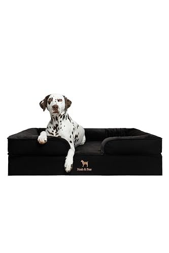 NOAH & PAW XL Dog Bed, 45x35x11 Inch, Orthopedic Large Dog Beds, Eggshell Memory Foam Infused with Cooling Gel, Inner Cover, Water Resistant, Machine Washable (Denim Sofa Collection) - color: Denim - Black, size: X-Large