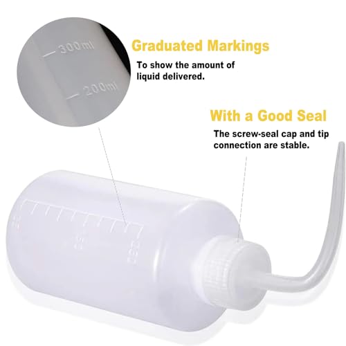 Yuelong Plastic Squeeze Bottle,2Pcs Safety Wash Bottle 500ml Convenient Green Soap Supply Tattoo Squeeze Bottle with Scale Labels Watering Tools for Medical Label Tattoo Supplies(500ml,16oz,1 Bottle) - size: 2 Count (Pack of 1)
