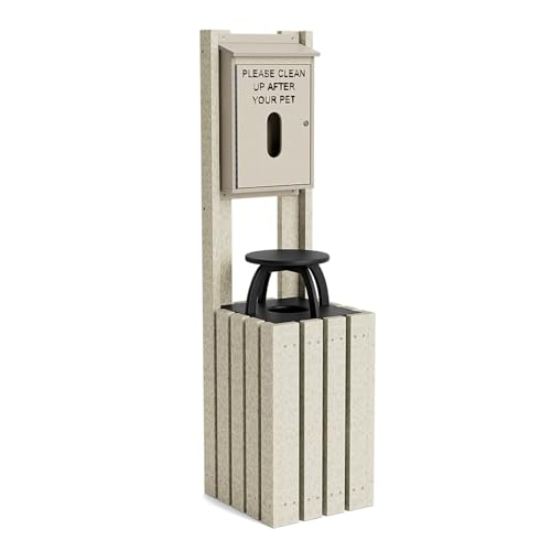 Pet Waste Bag Dispenser for Dog Parks, Trails & Public Spaces, Recycled Plastic with Built in Trash Can and Bag Dispenser | Weather Resistant & Built to Last a Lifetime - Sand - color: Sand