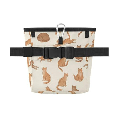 Cats Water-Resistant Dog Treat Pouch, 3 Ways to Wear Treat Bag with Magnetic Closure & Reflective Strip, Hands-Free for Pet Training, Walking