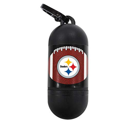 Pets First NFL PITTSBURGH STEELERS PET LICENSED Poop Waste Bag Dispenser and D Ring for Leash with 45 Premium Garbage Bags - color: Pittsburgh Steelers, size: 3 Rolls = 45 Bags