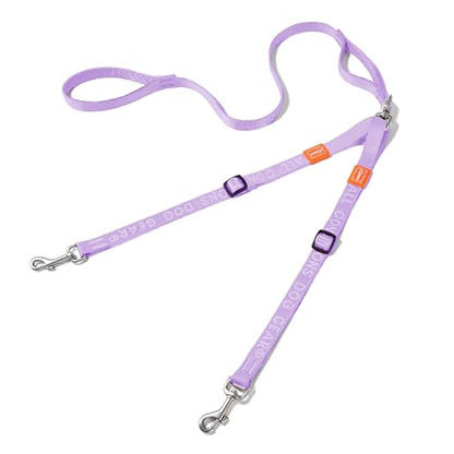 HOWGO Double Dog Leash,Tangle-Free 360 Swivel(Lavender, Std M-L w.Handle) | Individually Adjustable Length, Double Padded Handles,Zinc Alloy Hooks,Durable Nylon,No-Tangle Walking,All Breeds - color: Lavender, size: Std M/L Handle