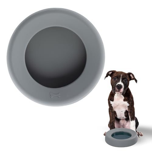 Messy Mutts Silicone Non-Spill Bowl | Dog or Cat Travel Necessity | Splash Less Food/Water Bowl for Pets | Slobber Stopper Water Bowl | 5.25 Cups (Cool Grey) - color: Grey