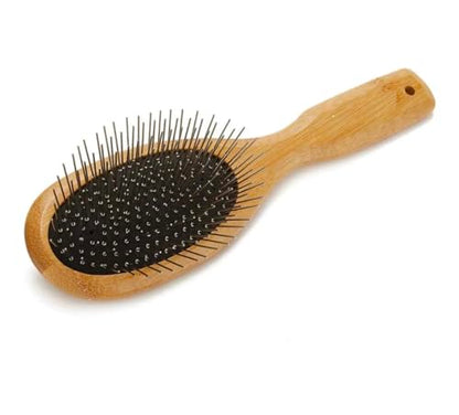 Dog and Cat Professional Oval Grooming Pin Brushes Choose Size Style and Type All Have Ergonomic Handles (9.5" Wood Handle) - size: 9.5" Wood Handle