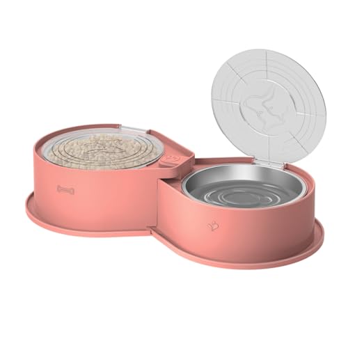 Newget Stainless Steel Dog Bowl Set with Lids, 304 Metal Dual Food & Water Bowls for Dogs & Cats, Large Capacity Pet Feeder with Cover Keeps Food Fresh, Anti-Skid Dog Dish for Small/Medium/Large Pets - color: Pink