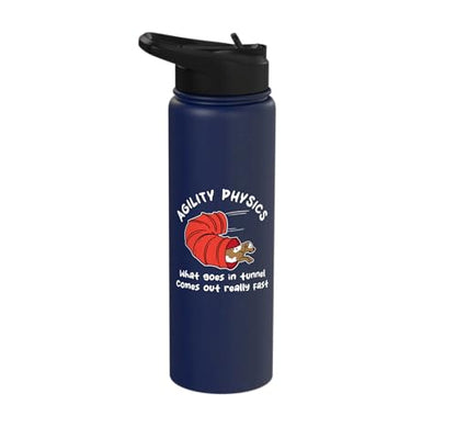 Dog Agility Design For Dog Handler - What Goes In Tunnel Stainless Steel Insulated Water Bottle - color: Navy Blue
