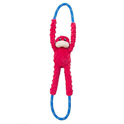 ZippyPaws RopeTugz - Durable Dog Pull Rope Toy, Interactive Tug of War for Large, Medium, & Small Dogs, Squeaky Pet Products to Keep Them Busy, Made with Heavy Duty Climbing Rope - Red Monkey - color: Red, size: 28 x 5 x 5 in