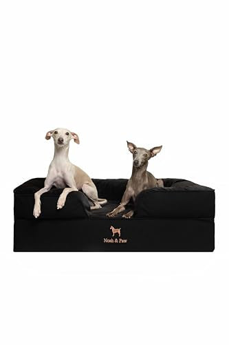 NOAH & PAW Large Dog Bed, 35x25x11 Inch, Orthopedic Dog Beds, Eggshell Memory Foam Infused with Cooling Gel, Inner Cover, Water Resistant, Machine Washable (Denim Sofa Collection) - color: Denim - Black, size: Large
