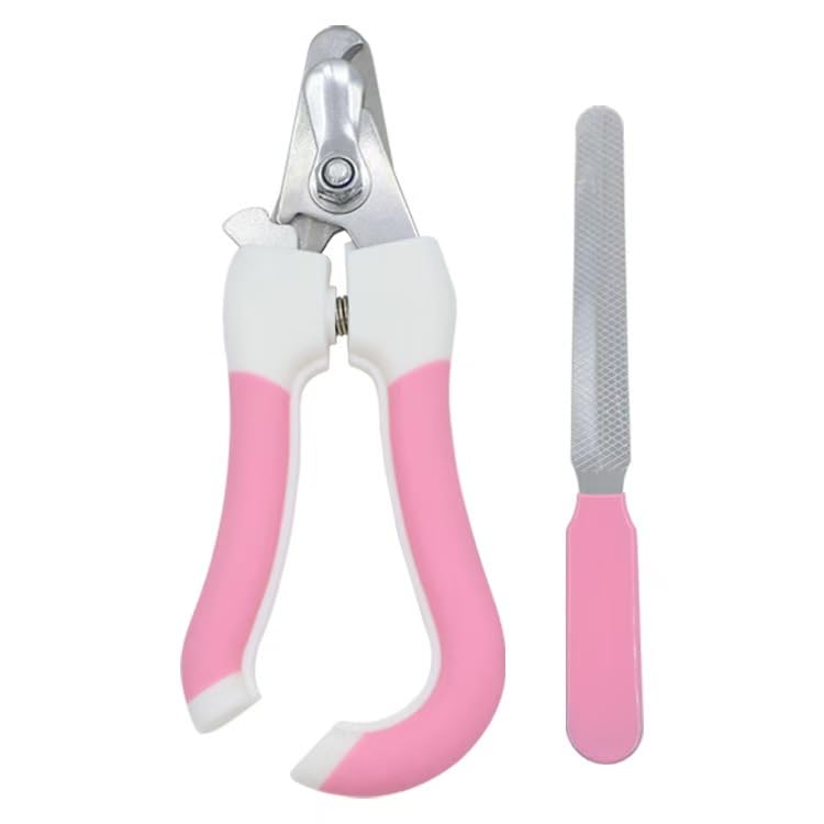 Pet Nail Clipper for Cats, Kittens, Puppy, Rabbit and Bird, with Safety Guard, Nail File, Non-Slip Handle, Pink