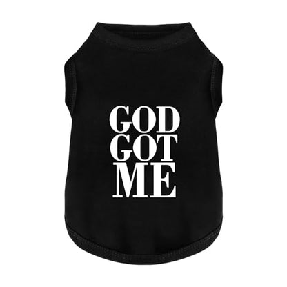 Discover Cozy Cotton Canine Wear: Breathable Soft, and Lightweight Dog Shirt Vest with Eye-Catching Graphics(GOD GOT ME), Keeping Your Furry Friend Warm and Comfy! Black 3XL - color: Black, size: 3XL-(30~60lb) | Back(~22.8")