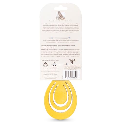Burt's Bees for Pets Small Bristle Brush with Natural Boar’s Hair & Nylon | Handle Made from Recycled Plastics Collected from Coastal Communities | De-Shedding Eco Friendly Dog Grooming Brush - color: Plastic Bristle Brush, size: 7 Inch
