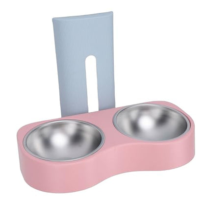 Zerone Elevated Double Bowls Stainless Steel Wall Mounted Pet Feeding Station with Adjustable Height, Anti Tip Feature for Dogs and Cats (Blue Pink) - color: Blue Pink