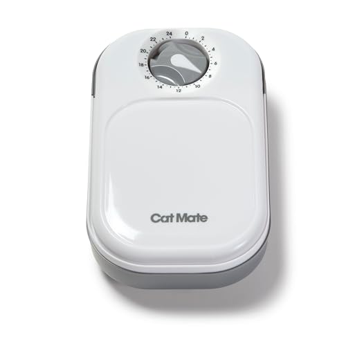 Cat Mate C100 Single Meal Automatic Timer-Controlled Pet Feeder - Suitable for Cats and Small Dogs, for Wet or Dry Food, up to 0.88 lb Capacity, White