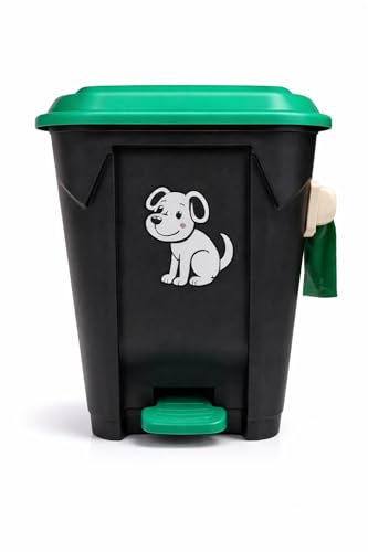 Outdoor Pet Waste Station with Lid, Removable Inner Bin, Hands-Free Pedal and Bag Dispenser