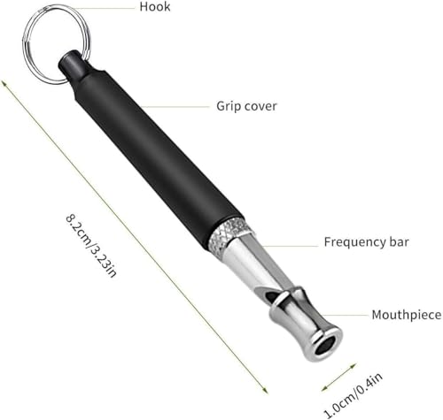 Dog Whistle to Stop Barking, Adjustable Pitch Ultrasonic Training Tool Silent Bark Control for Dogs-2 Free Lanyard Strap with Pack of 2 PCS Pet Whistle