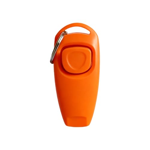 2 in 1 Pet Whiste Training Clicker with Wrist Strap, Suitable for Dog, Cat, Bird or Other Pets(Light Orange) - color: Light orange