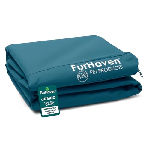 Furhaven Replacement Dog Bed Cover Water-Resistant Indoor/Outdoor Logo Print Oxford Polycanvas Mattress, Washable - Deep Lagoon, Jumbo (X-Large) - color: Deep Lagoon, size: Jumbo (X-Large) (Pack of 1)