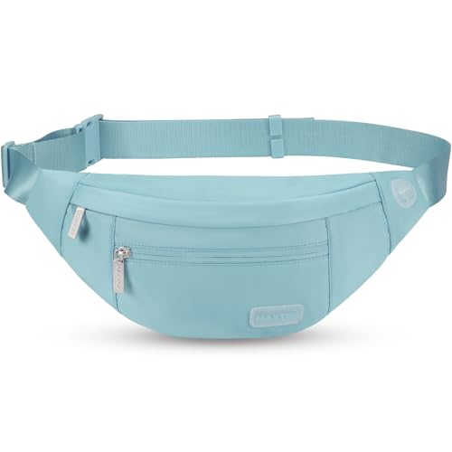 MAXTOP Large Crossbody Fanny Pack with 4-Zipper Pockets,Gifts for Enjoy Sports Festival Workout Traveling Running Casual Hands-Free Wallets Waist Pack Phone Bag Carrying All Phones - color: Dusty Blue, size: Large, style: Large Fanny Pack(4 Zipper Pockets