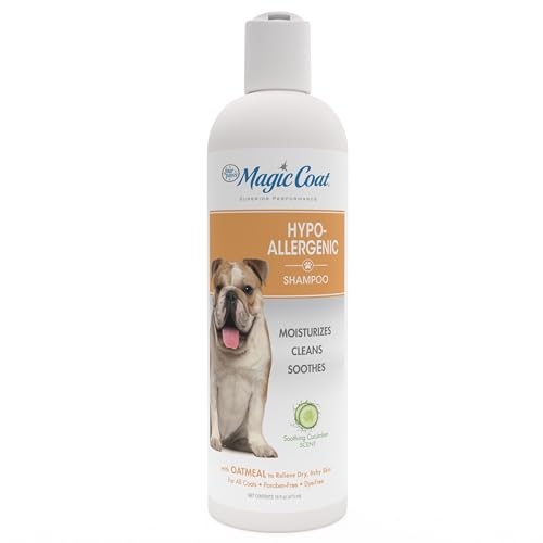 Four Paws Magic Coat Hypoallergenic Nourishing Oatmeal Shampoo for Dogs, Moisturizing Dog Wash for Itchy Dry Skin, Dog Grooming, Soothing Cucumber Scent, 16 Ounce - size: 16 Ounces (1 Count), style: Hypoallergenic Shampoo