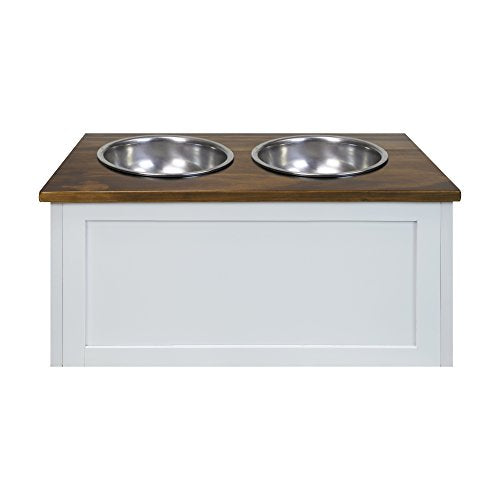 Casual Home 603-15 Wooden Storage Stand Pet Feeder, Two-Tone (Warm Brown, White), One Size - color: Warm Brown+White