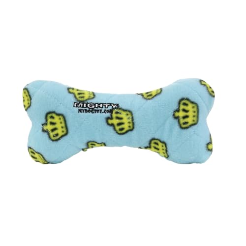 MIGHTY Tuffy Bone Dog Toy: Ultra Durable Plush Toy with Multiple Layers & Reinforced Seams, Washable and Floats, Vinyl Bone & Fleece - color: Blue Medium Bone