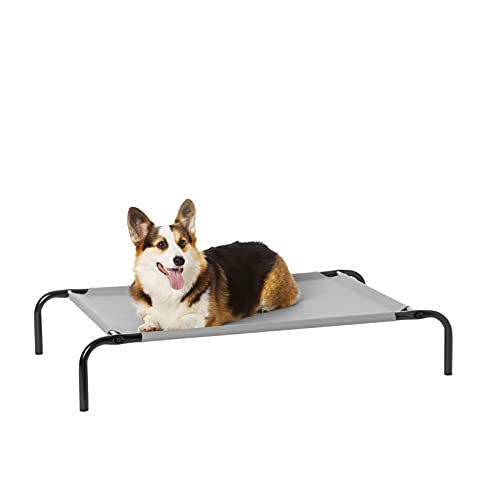 Amazon Basics Cooling Breathable Elevated Dog Bed with Durable Metal Frame, Medium, 43 x 26 x 7.5 Inch, Grey, Easy to Assemble - color: Grey, size: Medium