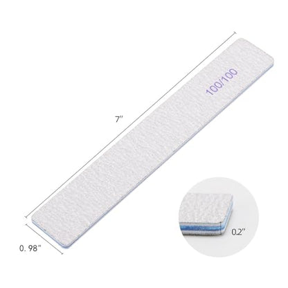50 Pieces Rectangle Nail Files 100/100 Grit, Reusable Nail Buffers Double Sided Emery Boards Fingernail Files for Acrylic Nails and Natural Nails - size: 100/100 Grit(50 Count)