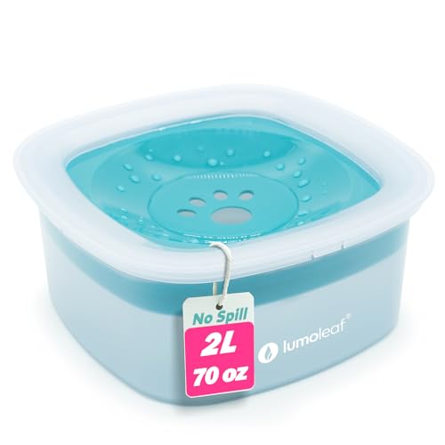 LumoLeaf No Spill Water Bowl for Dogs, Slow Feeder for Messy Drinkers, Drip-Free & Splash-Proof Design (Blue, 70oz). - color: Blue, size: 70 fl oz