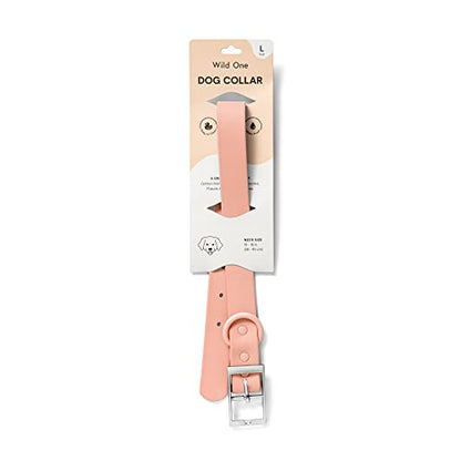 Wild One Dog Collar, Easy-Clean, All Weather Flex-Poly Strap with Metal, Durable, Dirt and Odor Resistant (Blush, L) - color: Blush, size: L