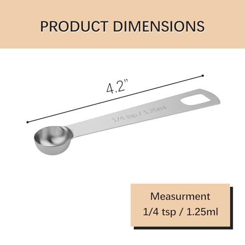 1PCS 1/4tsp (1.25ml) Single Measuring Spoon, Stainless Steel Individual Teaspoons Only - size: 1/4 tsp | 1.25 ml | 1.25 cc