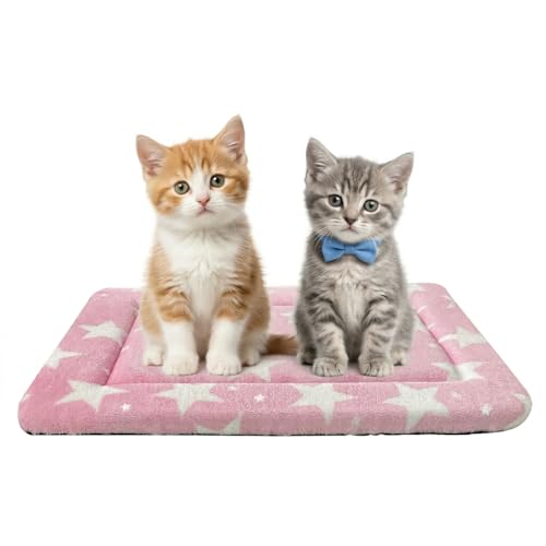 Dog Bed Mat – Soft & Comfortable Dog Kennel Pad for Crate – Durable Crate Bed & Mat for Dogs & Cats – Ideal for Crate, Kennel, and Home Use (Big&Little Stars Pink, XS(18"*14"*1.5")) - color: Big&Little Stars Pink, size: XS(18"*14"*1.5")