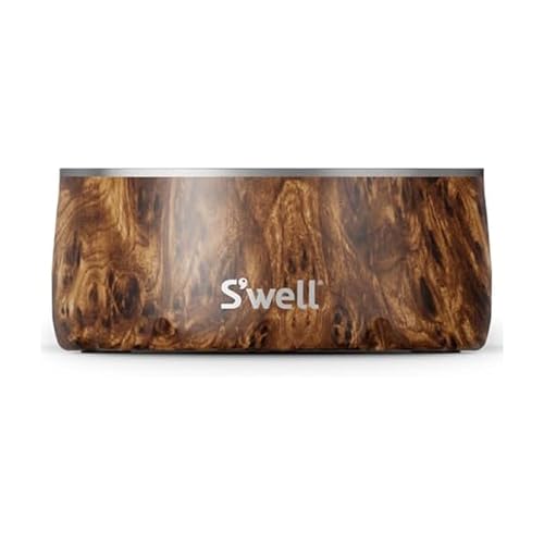 S'well Stainless Steel Pet Bowl, 16oz, Teakwood, for Small to Medium Size Dogs, Mess Free Design with Non Slip Rubber Bottom, Dishwasher Safe, BPA Free - color: Teakwood, size: 16 oz